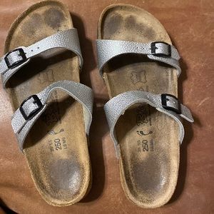 Womens silver Birkis sandal